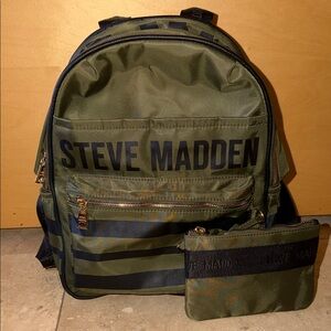 Steve Madden Olive and Black Backpack Set